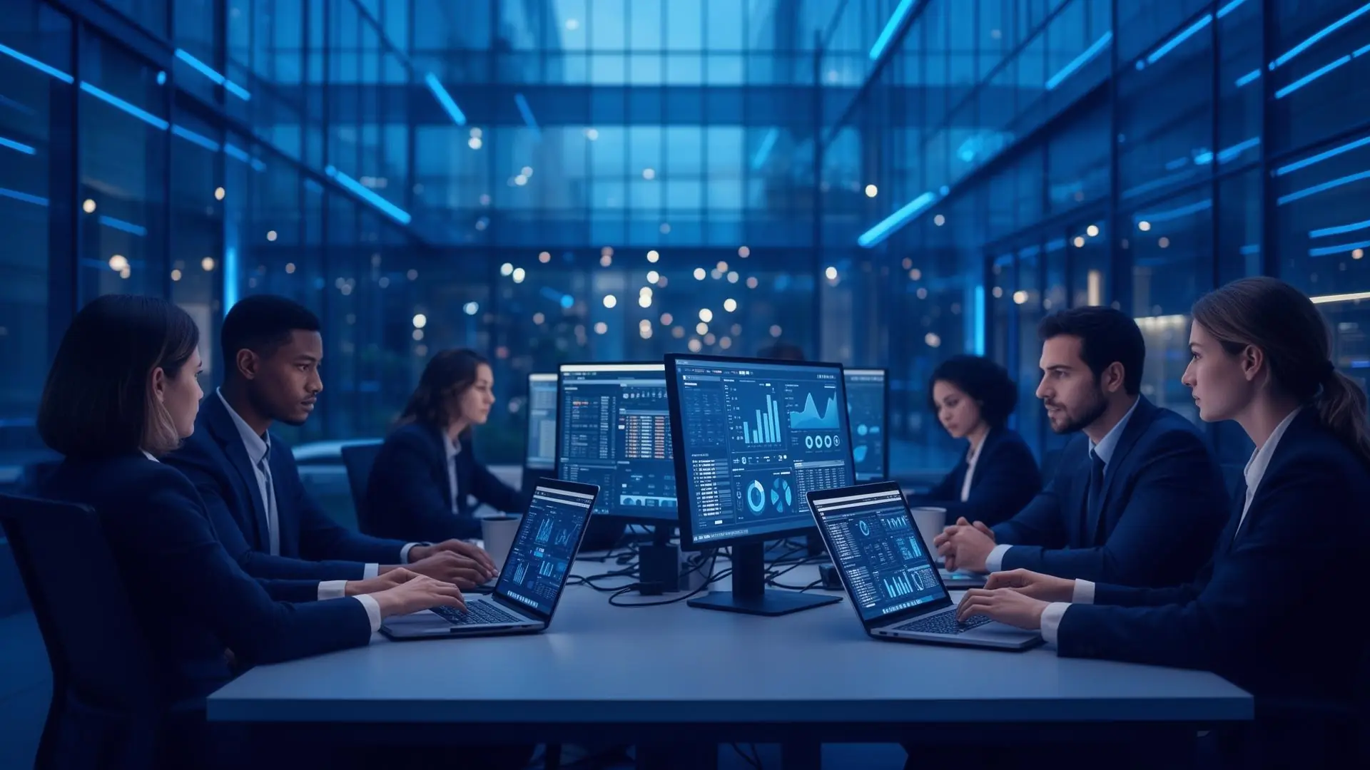 IT and AI professionals collaborating in a Manchester tech office