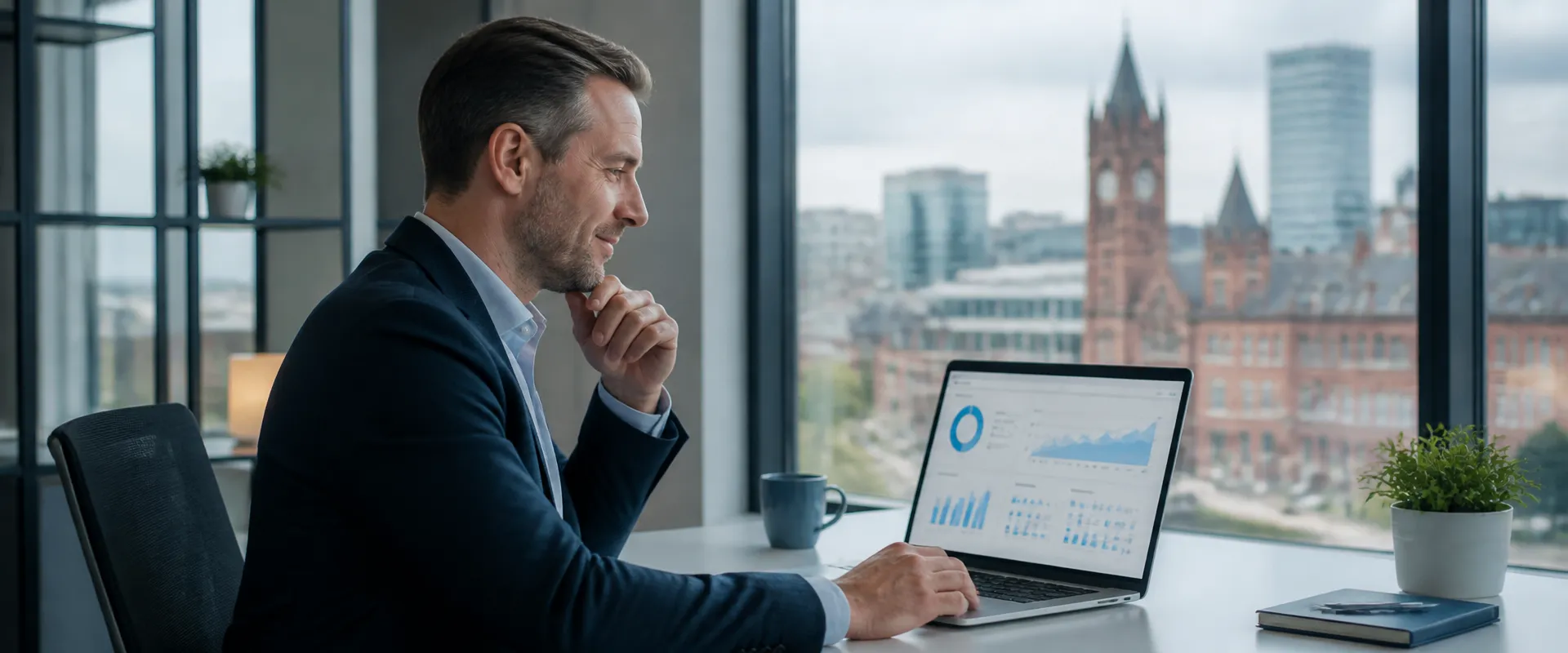 UK hiring manager using NexaHire AI candidate screening software on a laptop